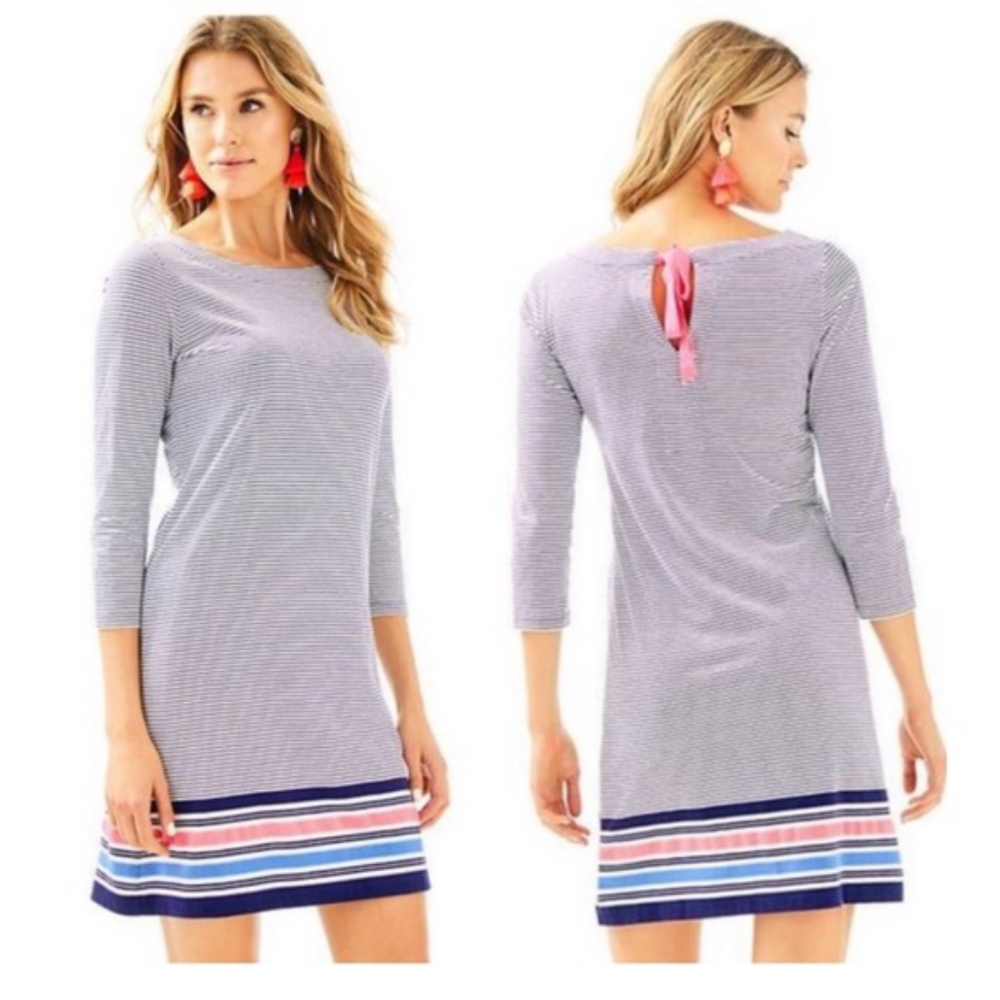 Lilly Pulitzer Blue Noelle Dress Stripes xxs